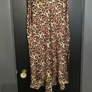 Zara satin leopard midi pencil skirt